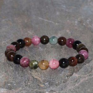 6mm Rainbow Tourmaline Beads Balance Healing Reiki Chakra Meditation Bracelet